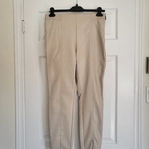 Zara Vegan Leather Leggings, Light Beige, Size L